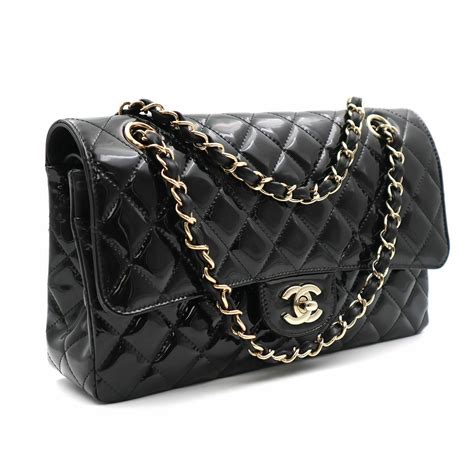 chanel black patent flap bag|chanel small flap bag black.